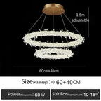 Luxury Crystal LED Chandelier | Dimmable Ring Gloss Ceiling Chandelier for Modern Living Room