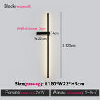 Black Long Strip Wall Lamp - Modern Minimalist Bedroom Living Room TV Wall Light