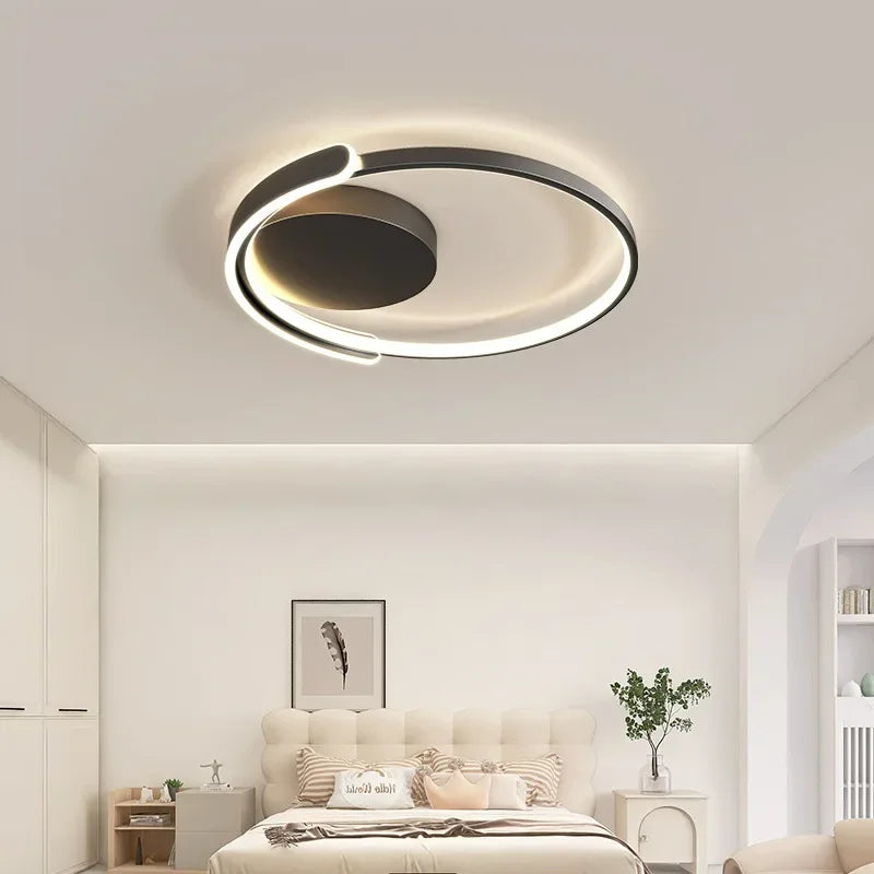 Circle LED Ceiling Lamp | Minimalist Round Iron Dimmable Bedroom Light Fixtures