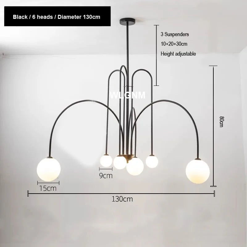 Glass Ball Chandelier: Modern Living Room Dining Kitchen Light Fixtures