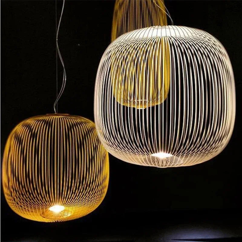 Modern Remote LED Pendant Lamp: Retro Bird Cage Design for Stylish Industrial Lighting
