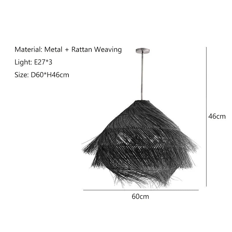 Wicker Pendant Lamp - Handcrafted Japanese Style Rattan Hanging Light