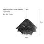 Wicker Pendant Lamp - Handcrafted Japanese Style Rattan Hanging Light