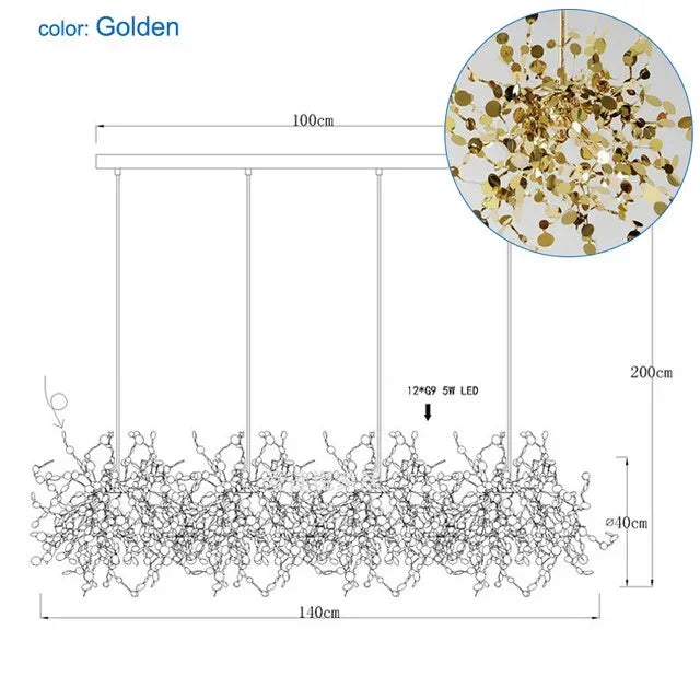 Stainless Steel Led Pendant Light for Dining Living Hotel Room_Hanging G9 Fixture