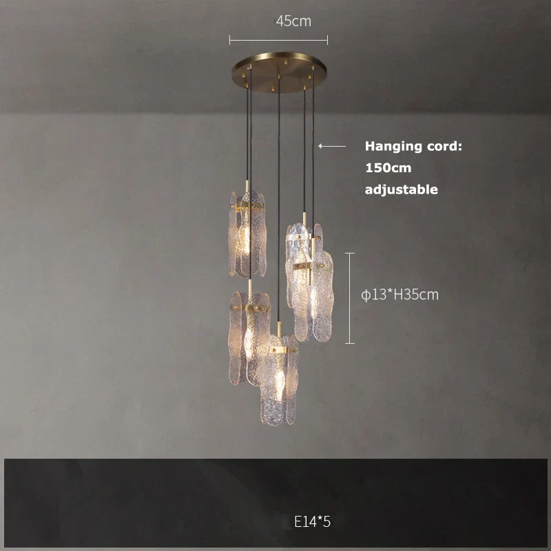 Water Ripple Glass Chandelier: Modern Luxury Living Room Ceiling Lamp for Home Decor