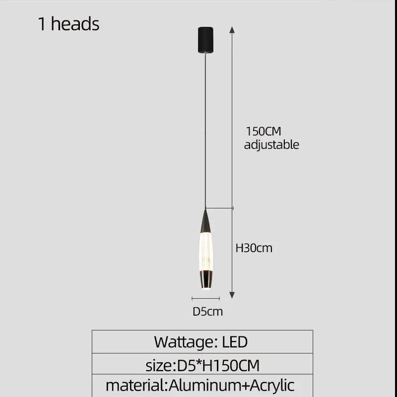 Modern LED Staircase Chandelier in Black Gold Finish