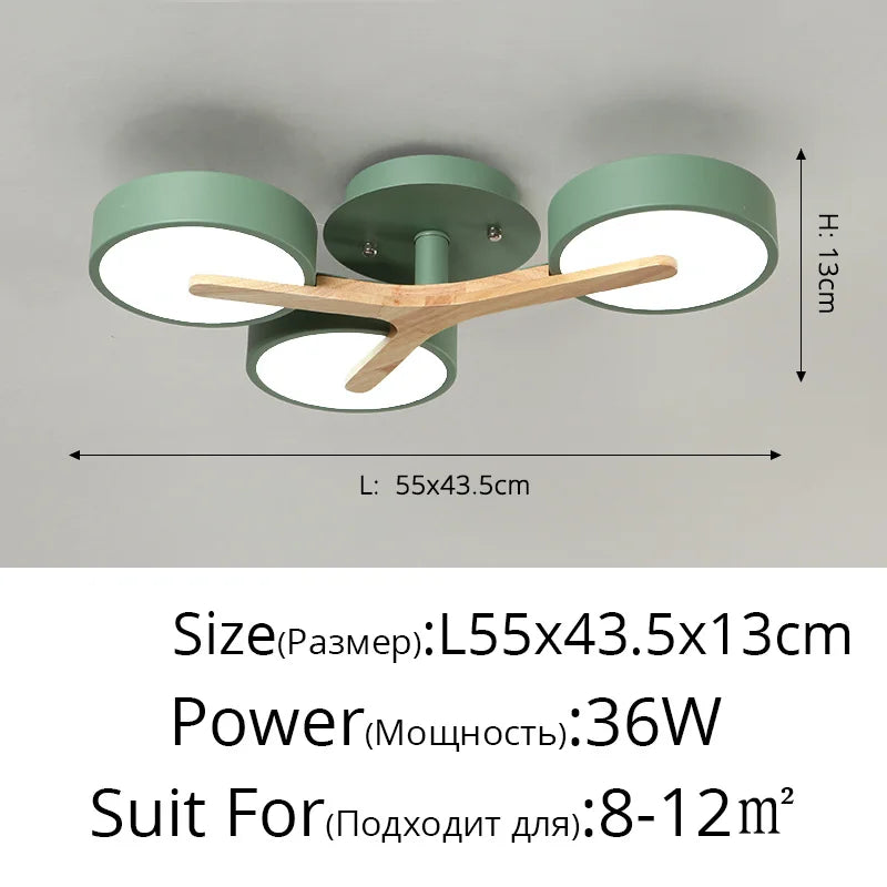 Nordic Style Wood Art LED Chandelier for Bedroom Living Room Ceilings