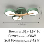 Nordic Style Wood Art LED Chandelier for Bedroom Living Room Ceilings