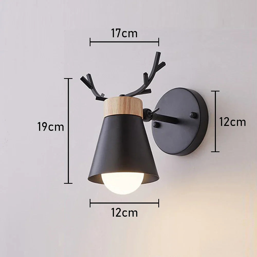 Nordic Wooden Wall Lamp Bedside Light for Bedroom Living Room E27 Macaroon Style