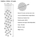 Crystal Ball LED Chandelier Pendant Light for Living Room Kitchen Stair Salon