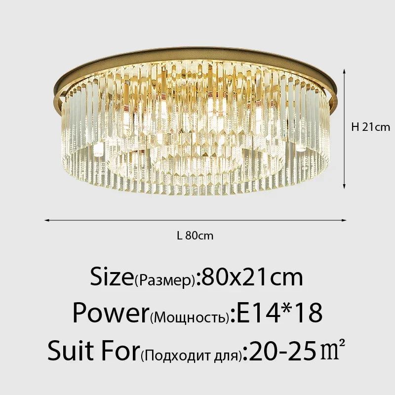 Retro Crystal Ceiling Chandelier for Living Dining Room, Industrial Vintage Hanging Light