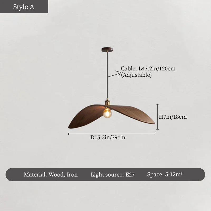 Wood Ceiling Chandelier: Japanese-Inspired LED Pendant Light for Home, Kitchen, and Teahouse