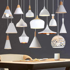 White Industrial LED E27 Pendant Light for Modern Home Kitchen Decor