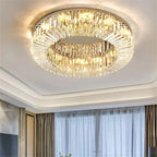 Modern Crystal LED Chandelier Chrome & Gold Ceiling Lamp for Living Room Decor