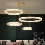 Luxury Steel Crystal Chandelier Dimmable LED Pendant Lights with Remote Control