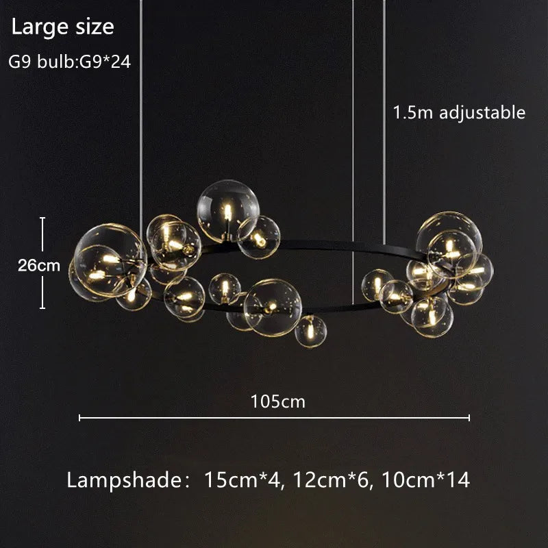 Glass Bubble Chandelier Light for Dining Room and Store