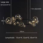 Glass Bubble Chandelier Light for Dining Room and Store