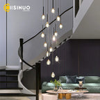 Gold Crystal Raindrop Chandelier for Staircase Foyer