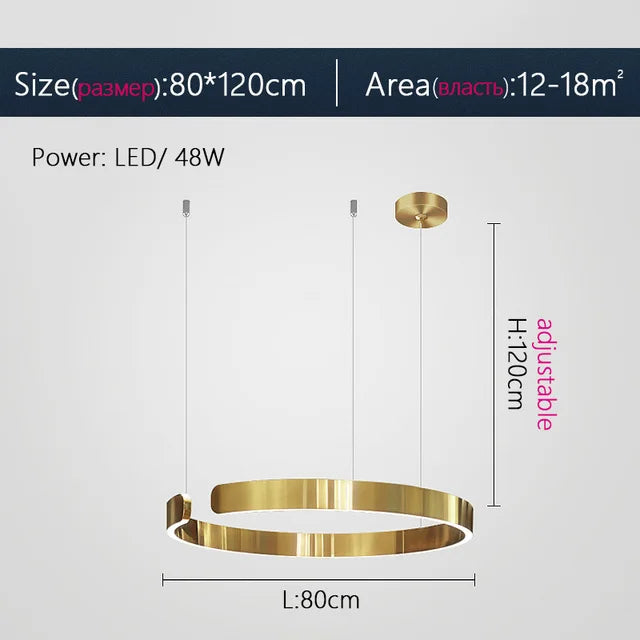 Modern Semicircle LED Chandelier Stainless Steel Lighting