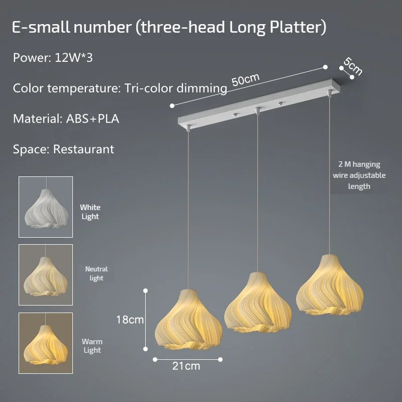 Modern 3D Printed Ceiling Chandelier for Living Room, Bedroom, and Dining Table