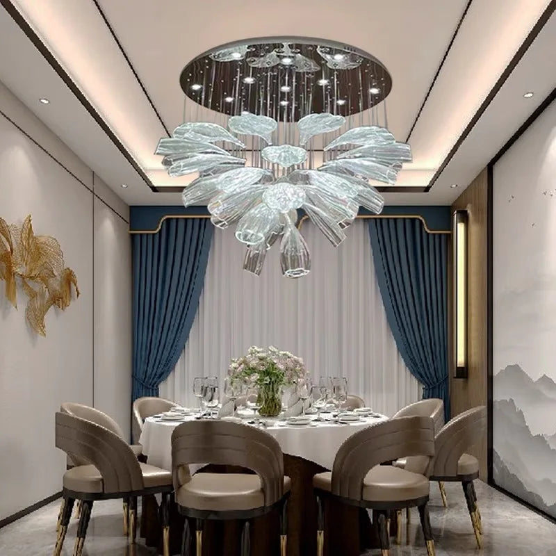 Petal Glass Pendant Lights: Modern Chandeliers for Living & Dining Rooms