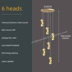 Gold Crystal Chandeliers LED Pendant Lamp for Modern Living Spaces