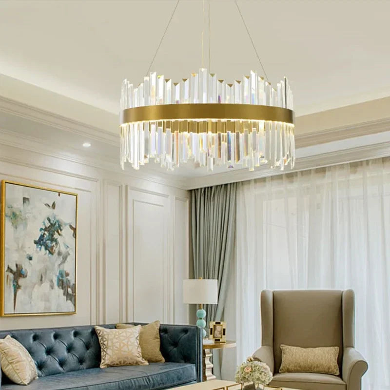 Shiny Crystal Chandelier Dimmable LED Luxury Ceiling Light