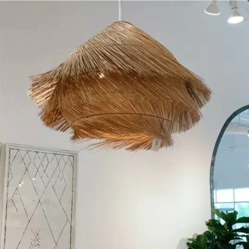 Wabi Sabi Rattan Pendant Chandelier with E27 LED Lights