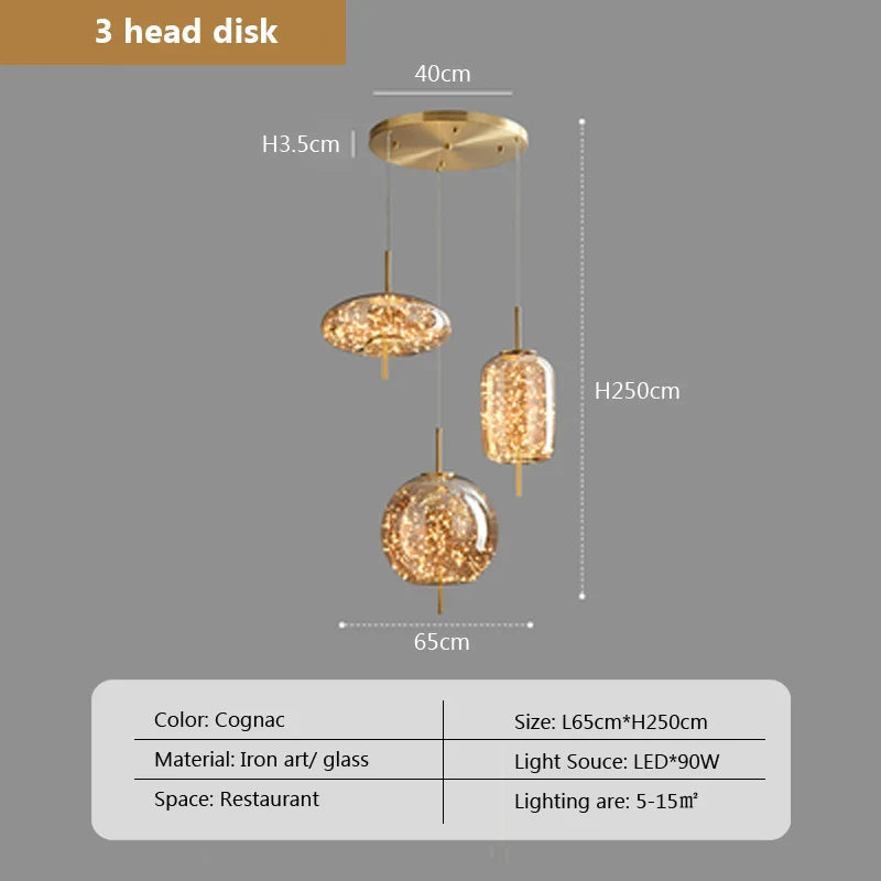 Modern Net Red Glass Bedside Chandelier with Luxury LED Lights