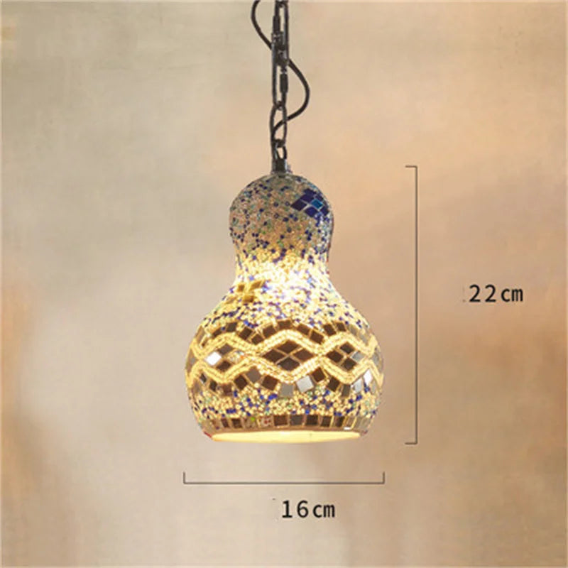 Turkish Mosaic Chandelier: Colorful Stained Glass Pendant Lamp