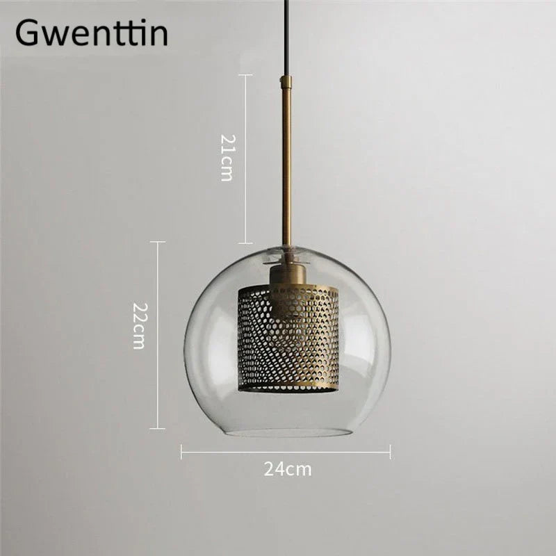 Nordic Glass Pendant Light | Modern Kitchen Dining Hanging Lamps | Industrial Loft LED Fixture