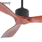 Simple Vintage Wooden Ceiling Fan 52 Inch with Remote Control