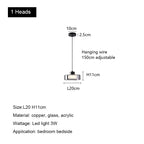 Glass LED Chandelier: Modern Minimalist Copper Pendant Light for Living Room & Bedroom