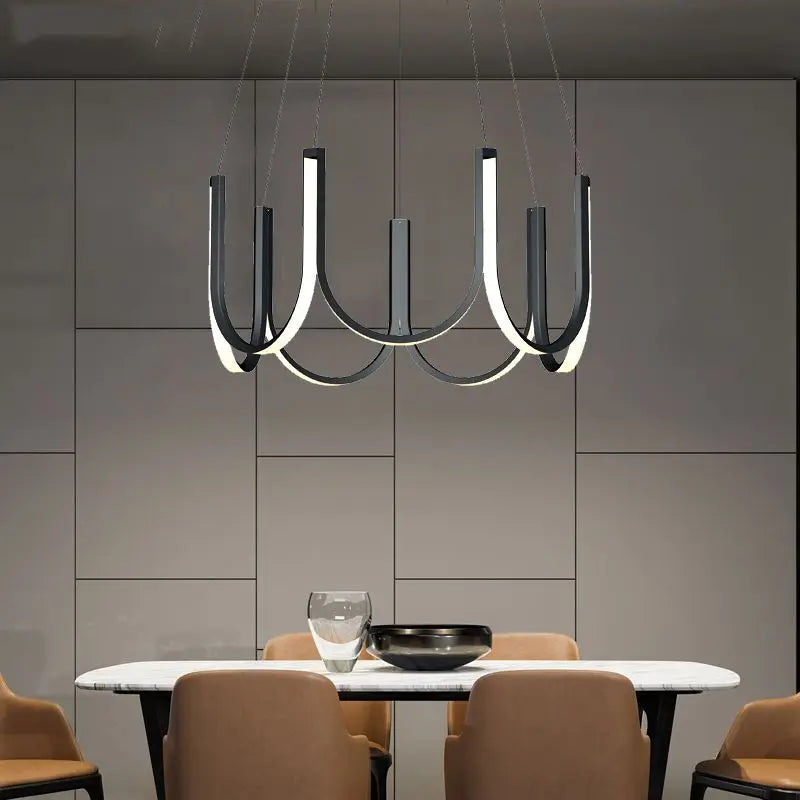 Modern U Shape LED Chandelier for Dining Living Kitchen Island Lighting