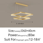 Nordic Minimalist LED Square Chandelier for Living Dining Bedroom - Luster Lighting