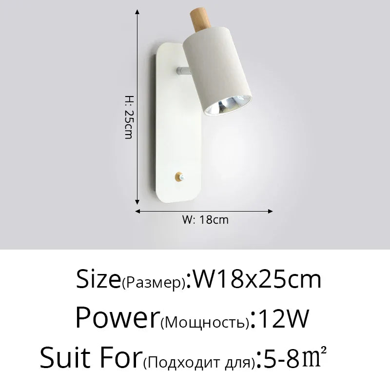 Rotatable Macaron Wall Sconce with Switch - Modern Nordic Design for Home Lighting