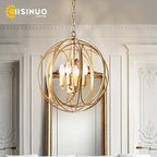 Gold Globe Chandelier Pendant Light for Living Room & Dining Room