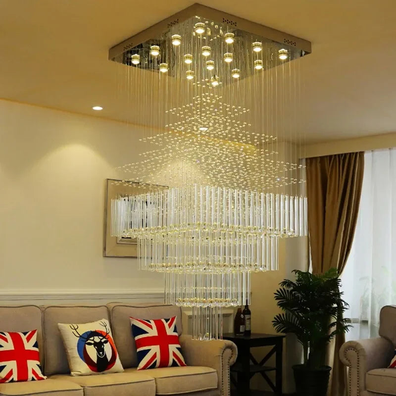 Crystal Chandelier: Glittering Ceiling Light for Living Room & Hotel Lobby