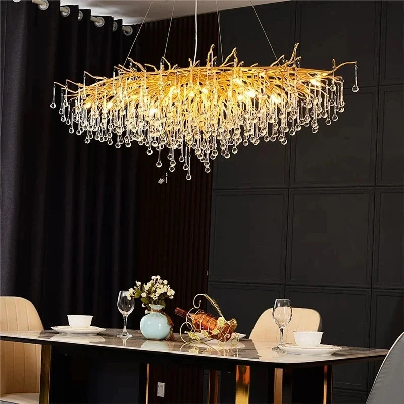 Modern Gold Chrome Crystal Chandelier Ceiling Pendant Light Fixtures