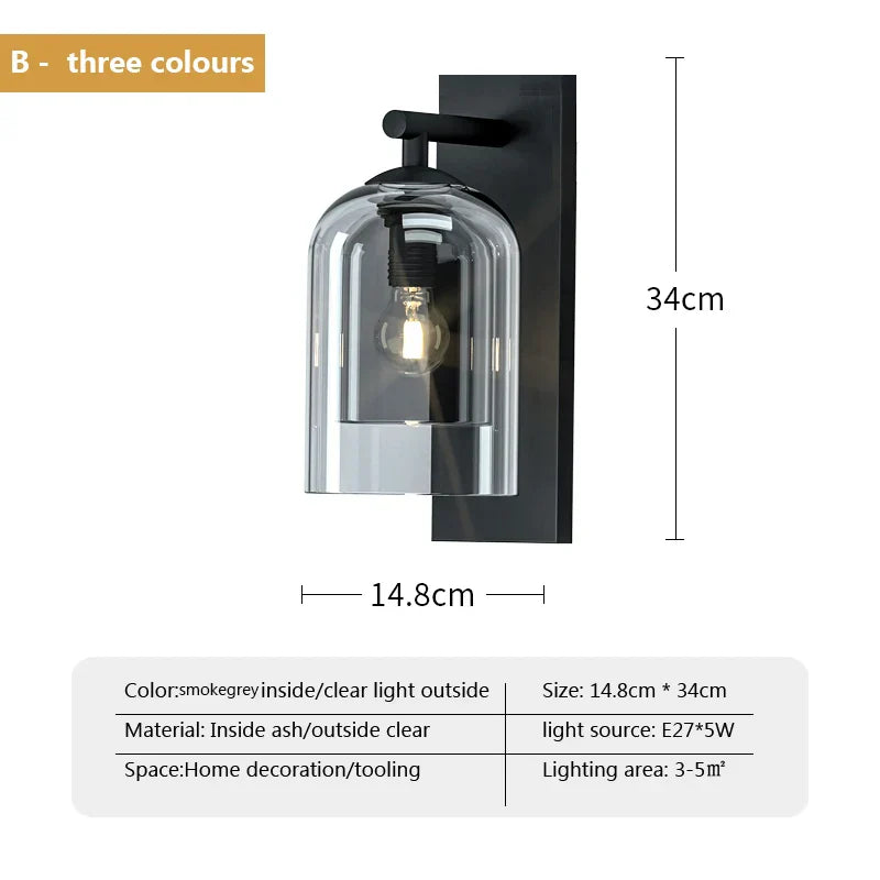 Double Glass Wall Art Light - Luxury Nordic Style for Bedroom and Aisle Decor