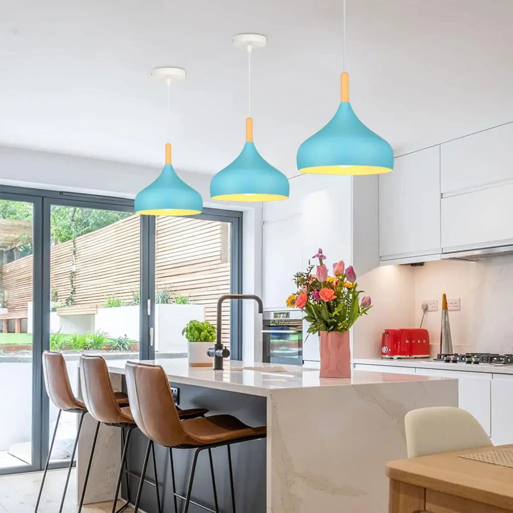 Blue Nordic Pendant Lights E27 Modern Hanging Lamps for Living Dining Kitchen