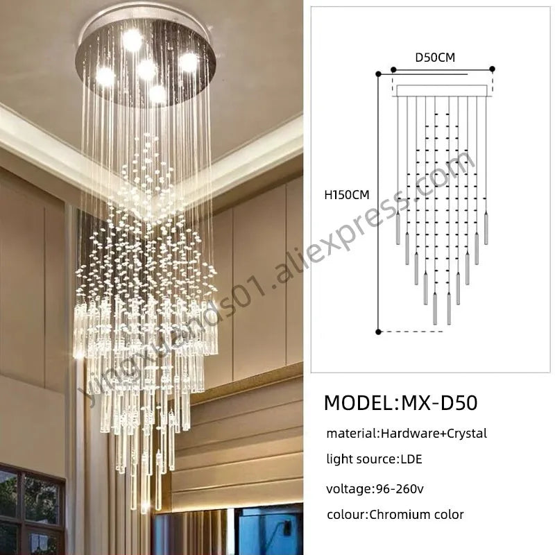 Crystal Chandelier: Modern Nordic LED Pendant Light for Kitchen Living Room Staircase
