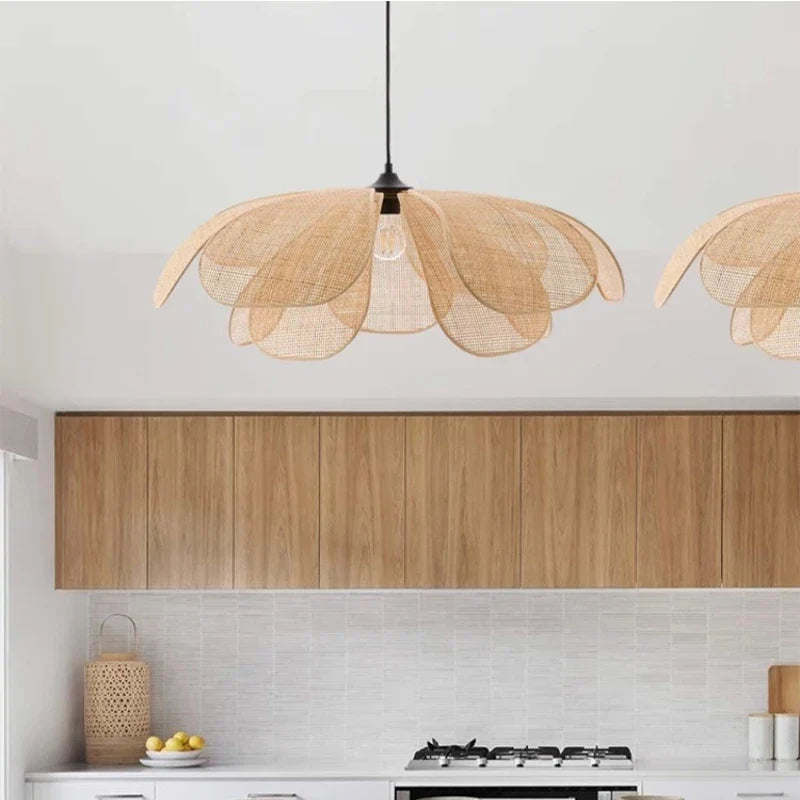 Flower Rattan Pendant Lights Chandelier - Nordic Style Home Decor Lamp
