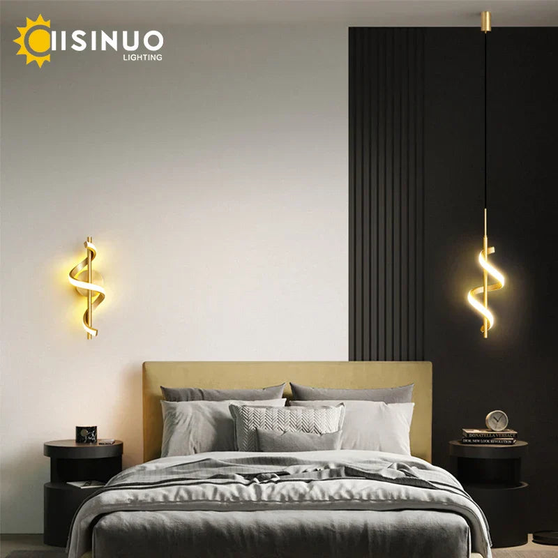 Gold Copper LED Wall Sconce for Bedroom Living Room Hallway