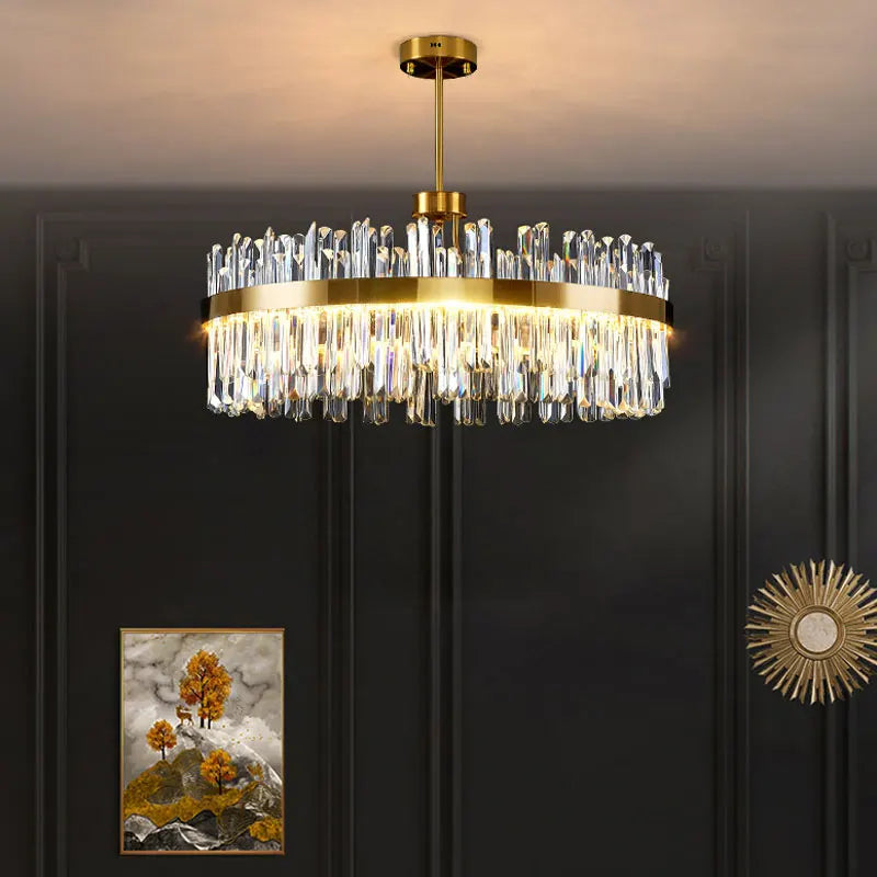 Crystal Ceiling Chandelier: Nordic Light Luxury Round Villa Pendant for Living & Dining Rooms