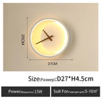 Nordic Wall Lamp Clock Modern Silent Bedroom Decor Lighting