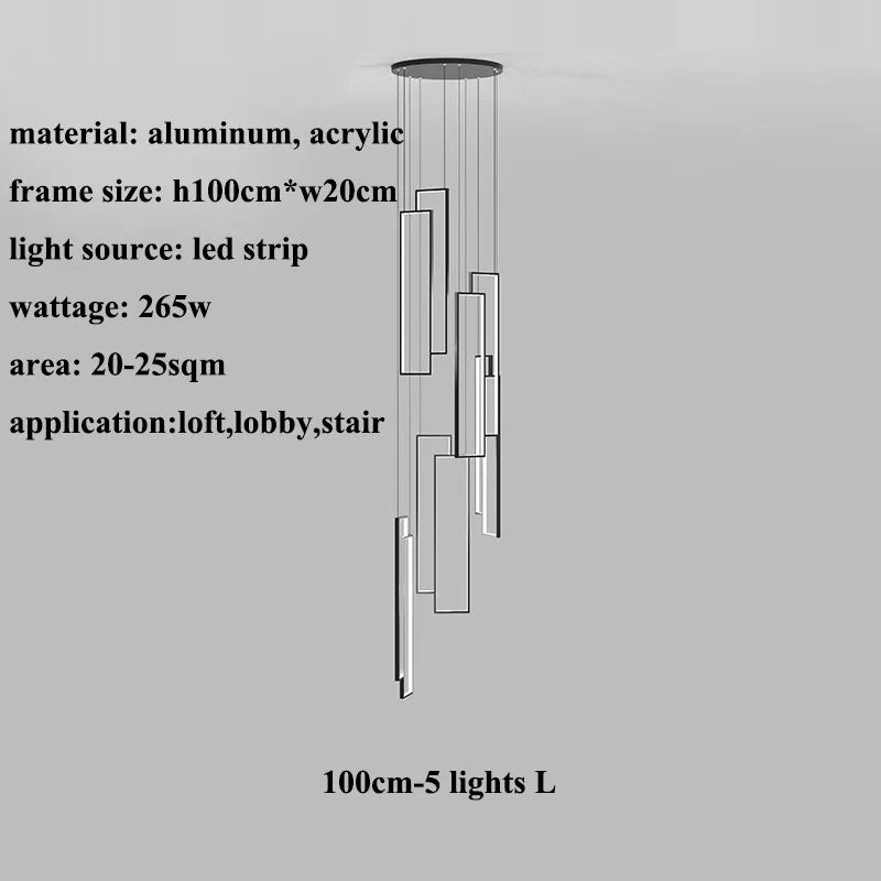 LED Stair Chandelier: Luxury Loft Geometry Pendant Lamps for Modern Living