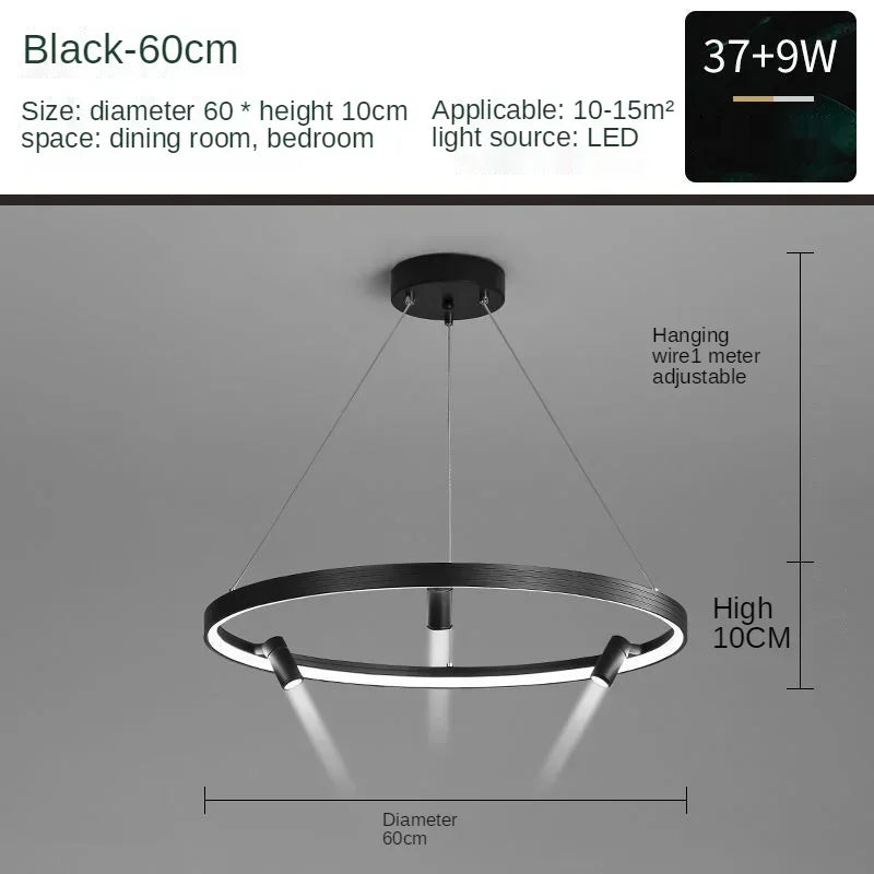 Black Round Combination Chandelier Pendant Light for Home Decor and Kitchen