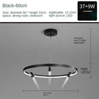 Black Round Combination Chandelier Pendant Light for Home Decor and Kitchen