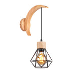 Modern Wood Hemp Rope Wall Sconce for Indoor Home Decor Lighting